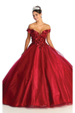 Load image into Gallery viewer, Floral Quince Dresses - LA166 - BURGUNDY - LA Merchandise