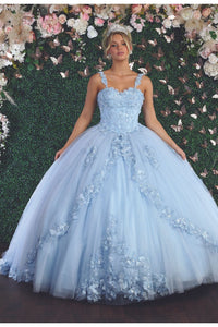 La Merchandise LA159 Sweetheart Floral Sweet 16 Ball Gown - BABY BLUE - LA Merchandise