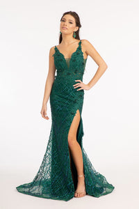 Flower Embellished Mermaid Dress - LAS3042 - Green - Dresses LA Merchandise