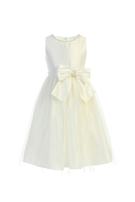 Flower Girl Beautiful Satin Dresses - LAK781 - IVORY - LA Merchandise
