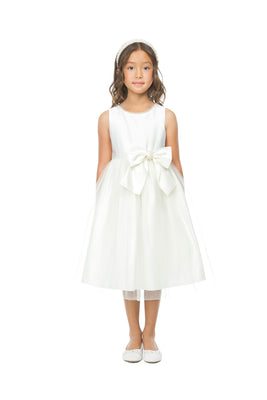 Flower Girl Beautiful Satin Dresses - LAK781 - WHITE - LA Merchandise