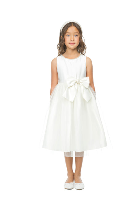 Flower Girl Beautiful Satin Dresses - LAK781 - WHITE - LA Merchandise