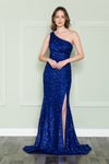 Load image into Gallery viewer, La Merchandise LAY8874 One Shoulder Formal Sequin Prom Wholesale Dress - ROYAL - LAY