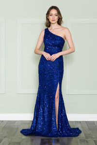 Formal Sequined Prom Dress - LAY8874 - ROYAL - LA Merchandise