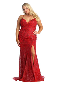 Formal Glitter & Plus Size Gown - LA1905 - RED - LA Merchandise