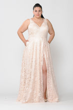 Load image into Gallery viewer, Formal Plus Size Lace Dresses - LAYW1020 - CHAMPAGNE - LA Merchandise
