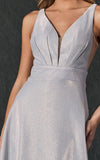 Load image into Gallery viewer, La Merchandise LAT208 Silver V-Neck Glitter Prom A-line Wholesale Gown - - LAT