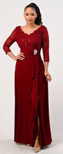 Load image into Gallery viewer, Quarter Sleeve Lace &amp; Sequins Ity Dress With Front Slit - LA1294GA