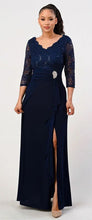 Load image into Gallery viewer, Quarter Sleeve Lace &amp; Sequins Ity Dress With Front Slit - LA1294GA