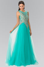 Load image into Gallery viewer, Sleeveless Embroidered &amp; rhinestone Tulle Long Dress- GL2317