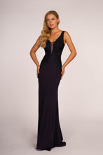 Load image into Gallery viewer, Sleeveless Lace Applique &amp; rhinestone Rome Jersey Long Dress- GL2614