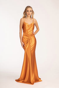Spaghetti Strap Satin Mermaid Dress - LAS3044