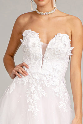 Glitter Embellished Wedding Dress - LAS3010 - White - Dresses LA Merchandise