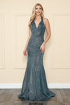 Load image into Gallery viewer, Glitter Iridescent knit Prom Dress - LAY8384 - TEAL - LAY