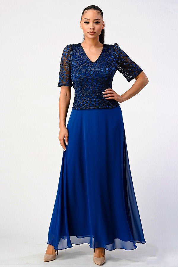 Gorgeous Mother of Bride Gown- LAN654 - Royal Blue XL - LA Merchandise