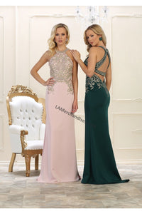 Halter rhinestones long dress- LA1538 - - LA Merchandise