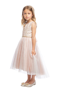 La Merchandise LAK805 Metallic Hi-Low Little Girls Party Dress - - LA Merchandise