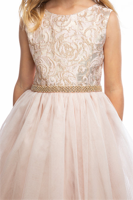 La Merchandise LAK805 Metallic Hi-Low Little Girls Party Dress - - LA Merchandise