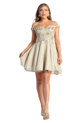 Homecoming Glitter Dress - LA1906 - CHAMPAGNE - LA Merchandise