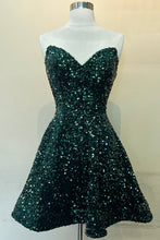 Load image into Gallery viewer, La Merchandise LAA395S Short Strapless Homecoming Sequined Dress - EMERALD GREEN - LA Merchandise