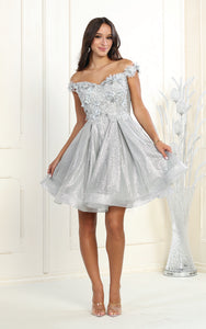 Homecoming Short Dress - LA1854 - SILVER - LA Merchandise