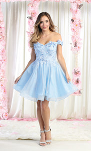 Homecoming Short Dress - LA1854 - BABY BLUE - LA Merchandise