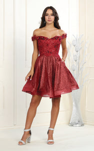 Homecoming Short Dress - LA1854 - BURGUNDY - LA Merchandise