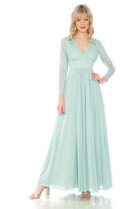 La Merchandise Simple Long Sleeve Modest Bridesmaids Dress- LN5234 - SAGE - LA Merchandise