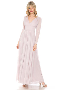 La Merchandise Simple Long Sleeve Modest Bridesmaids Dress- LN5234 - MAUVE - LA Merchandise