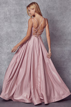 Load image into Gallery viewer, Open Back Metallic Satin Dress JT244