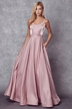 Load image into Gallery viewer, La Merchandise LAT244 Mauve Long Simple Open Back Satin Prom Dress - MAUVE - LA Merchandise