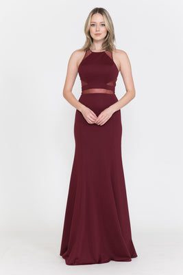 Jersey Mermaid Long Dress - LAY8054 - BURGUNDY - LA Merchandise