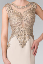 Load image into Gallery viewer, Jewel Embellished Long Dress - GL1461 - CHAMPAGNE - Dresses LA Merchandise