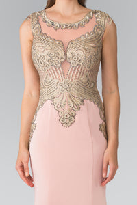Jewel Embellished Long Dress - GL1461 - DUSTY ROSE - Dresses LA Merchandise