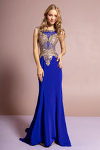 Load image into Gallery viewer, Jewel Embellished Long Dress - GL1461 - ROYAL BLUE - Dresses LA Merchandise