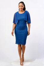 Load image into Gallery viewer, Knee length Mother of Bride Dress-LAN682 - Denim Blue - Dress LA Merchandise
