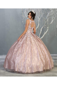 LA Merchandise LA149 Plus Size Sleeveless Floral Quinceanera Ball Gown - - LA Merchandise