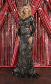 Load image into Gallery viewer, La Merchandise LA1850 Long Sleeve Special Occasion Mermaid Dress - BLACK GOLD - LA Merchandise