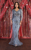 Load image into Gallery viewer, La Merchandise LA1850 Long Sleeve Special Occasion Mermaid Dress - DUSTY BLUE - LA Merchandise