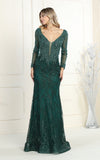 Load image into Gallery viewer, La Merchandise LA7937 Long Sleeve Plus Size Formal Evening MOB Dress - HUNTERGREEN - LA Merchandise