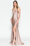 Load image into Gallery viewer, La Merchandise LAA391 Long Simple Stretchy Bridesmaids Gown w/ Slit - Dusty Rose - LA Merchandise