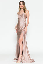 Load image into Gallery viewer, La Merchandise LAA391 Long Simple Formal Bridesmaids Gowns with slit - Dusty Rose - LA Merchandise