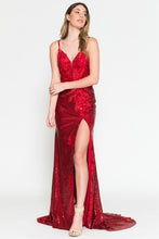 Load image into Gallery viewer, La Merchandise LAA5020 Sexy Open Back Floral Formal Evening Prom Dress - Red - LA Merchandise