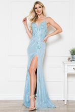 Load image into Gallery viewer, La Merchandise LAA5020 Sexy Open Back Floral Formal Evening Prom Dress - Light Blue - LA Merchandise