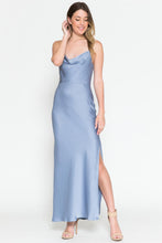 Load image into Gallery viewer, La Merchandise LAA6115 Ankle Length Simple Satin Bridesmaids Gowns - Dusty Blue - LA Merchandise