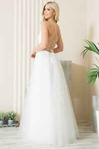 Floral Open Back A-Line Gown - LAA7007