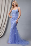 Load image into Gallery viewer, LA Merchandise LAA799 Wholesale Open Back Embroidered Prom Dress - Periwinkle Blue - LA Merchandise