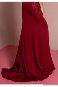 La Merchandise LAS2614 Sleeveless Lace Jersey Long Evening Dress - - LA Merchandise