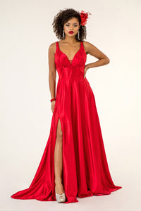 Simple Long Satin Prom Dress - LAS2963