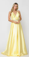 Load image into Gallery viewer, La Merchandise LAY8690 Special Occasion Simple Mikado Long Formal Gown - YELLOW - LAY